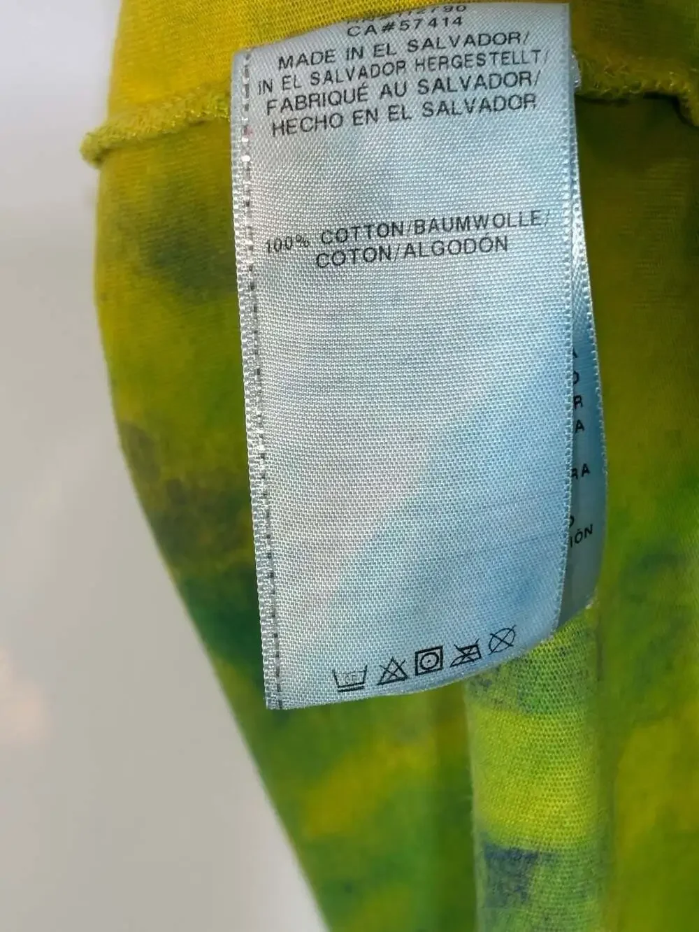 True Religion Men's Yellow and Green Tie-Dye Buddha Logo Graphic T-Shirt XXL